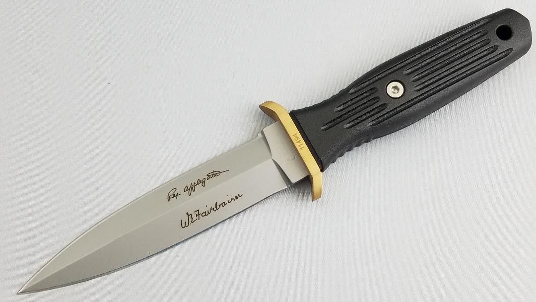 Applegate Dagger Boker Applegate-Fairbairn Boot 440C Dagger Double Edge Black Fixed Kni ...