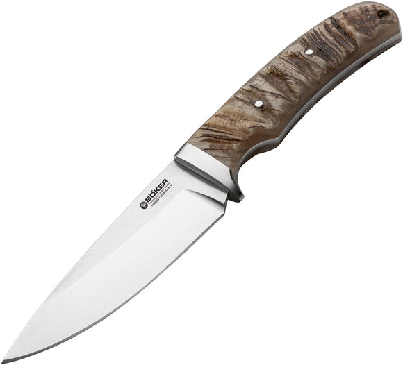 Boker Savannah Fixed Blade Ram Horn Handle Bohler N690 Stainless Knife 120720