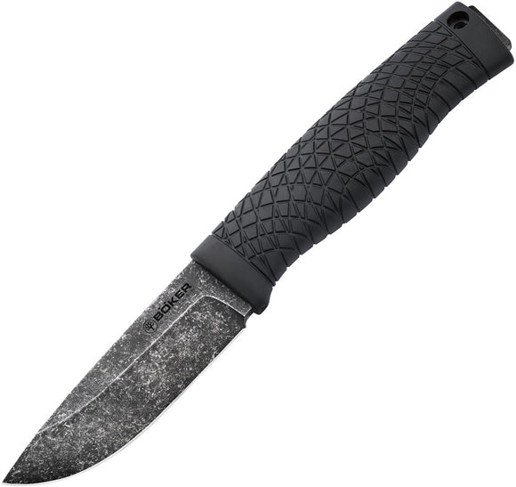Boker Bronco Mini Black TPE 80CrV2 Carbon Steel Fixed Blade Knife 121505