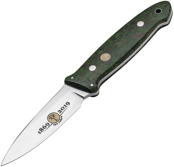 Boker Cub Anniversary Green Curly Birch Bohler N690 Fixed Blade Knife 126661