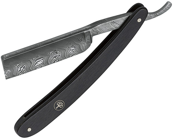 Boker Ebony Wood Folding Damascus Steel Straight Razor Pocket Knife 140609DAM