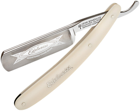 Boker Edelweiss White Handle Made in Germany Stainless Folding Razor 140820