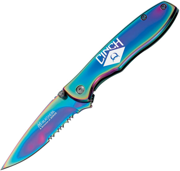 Boker Cinch Framelock Spectrum Serrated 440A Stainless Folding Knife C01YA107CI