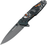 Boker Magnum Screaming Skull Framelock Stainless Handle 440A Steel Knife 01MB230