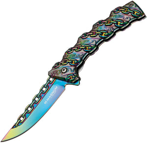 Boker Magnum Chained Rainbow Linerlock A/O Spectrum 440A Folding Knife 01MB635