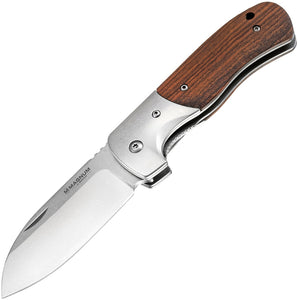 Boker Magnum Wooden Handle Fat Jack Linerlock Stainless Folding Knife 01MB716