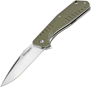 Boker Magnum Coccodrillo Vero Linerlock OD Green Handle Folding Knife 01MB725