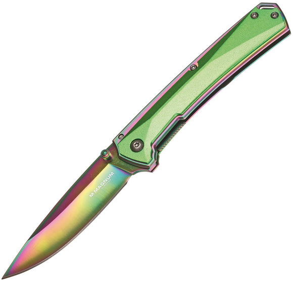 Boker Magnum Matte Rainbow Linerlock Stainless Steel Folding 440A Knife 01MB730