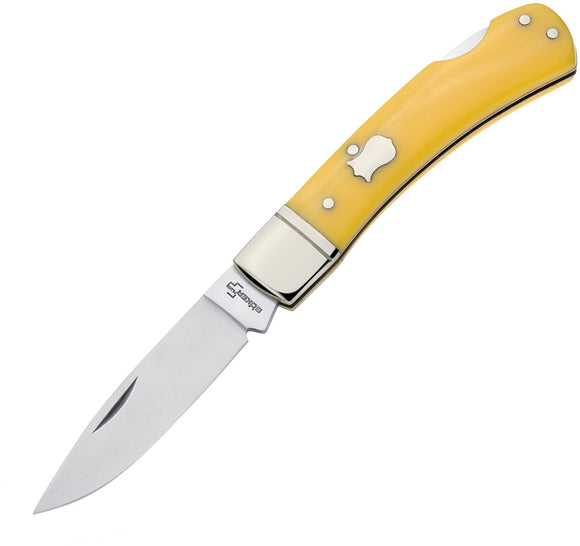 Boker Magnum Yellow Lockback Folding Drop Point Pocket Knife 01ry250y