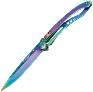 Boker Magnum Dejavu Framelock Rainbow Stainless Steel Folding 440C Knife 01RY271