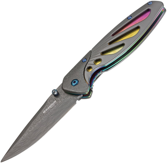 Boker Magnum Rainbow Odonata Linerlock Multi-Colored Folding 440A Knife 01RY314