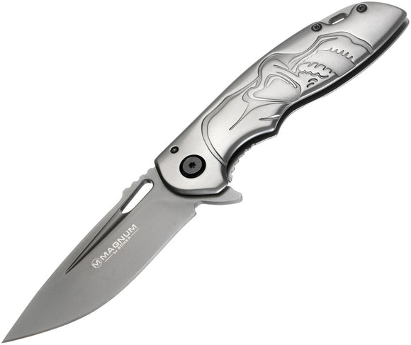 Boker Magnum Half Skull Framelock Metal Folding 440A Pocket Knife 01RY316