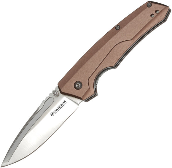 Boker Magnum Seventies Linerlock Bronze Aluminum Handle 440A Steel 01RY323