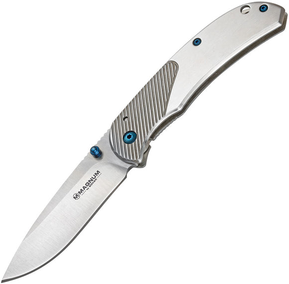 Boker Magnum Blue Dot Framelock 440A Stainless Drop Point Folding Knife M01RY863