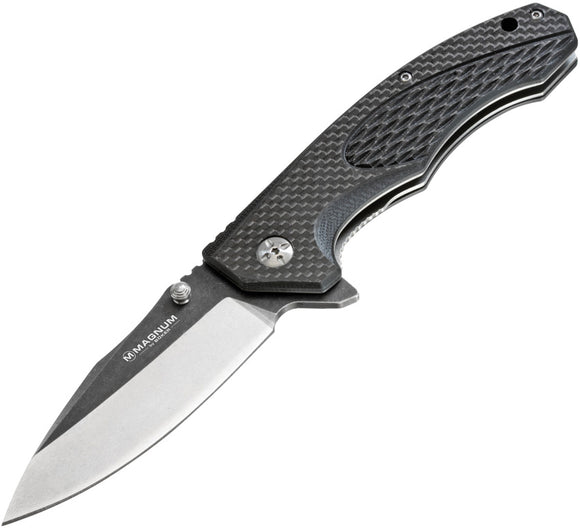 Boker Magnum Omen Linerlock Black G10 & Carbon Fiber 440A Folding Knife 01SC057