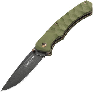 Boker Magnum Iguanodon Linerlock Green Sculpted G10 Handle 440A Steel 01SC072