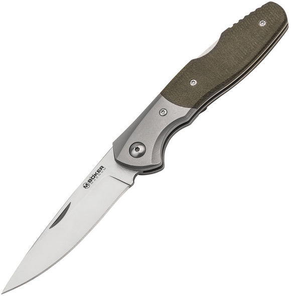 Boker Magnum Nice Lockback Green Micarta Handle 7Cr17MoV Steel Knife 01SC079