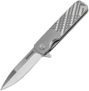 Boker Magnum Triple-S Point Linerlock Grey Handle Steel Pocket Knife 01SC082