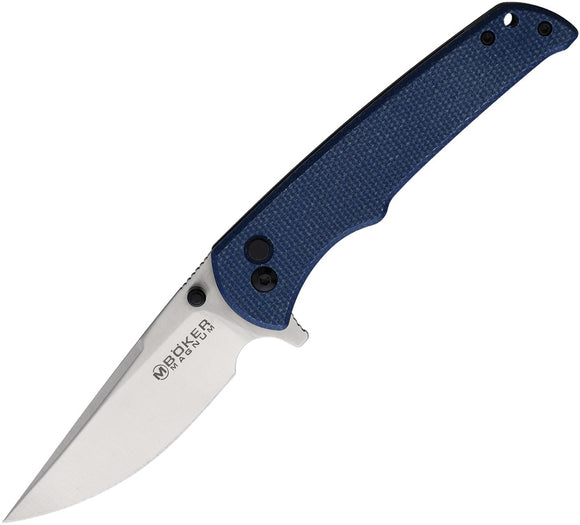 Boker Magnum Bluejay Button Lock Blue Micarta Folding 440A Pocket Knife M01SC722