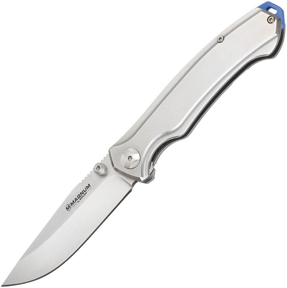 Boker Magnum Blue Steel Stainless Handle Folding Blade Knife M01SC986