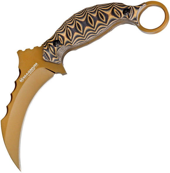 Boker Magnum Raptors Claw Bronze 440A Karambit G10 Fixed Blade Knife 02SC032