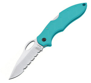 Boker Plus Action R Lockback Teal/Blue Serrated Folding AUS-8 Knife P01BO095