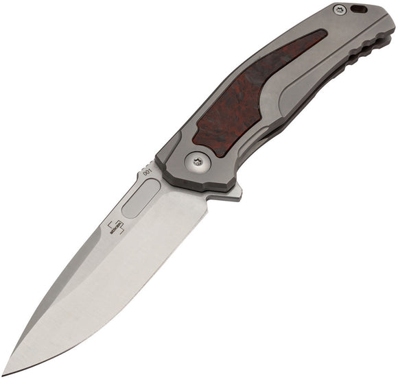 Boker Plus Aphex Mini Titanium + Red & Black Carbon Fiber Framelock Folding VG-10 Knife bo197