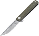 Boker Plus Cataclyst Pocket Knife Green Micarta Folding Damascus P01BO478DAM