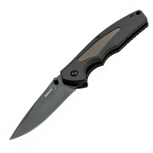 Boker Plus Gemini NGA Linerlock Black & Tan FRN Folding VG-10 Knife P01BO502