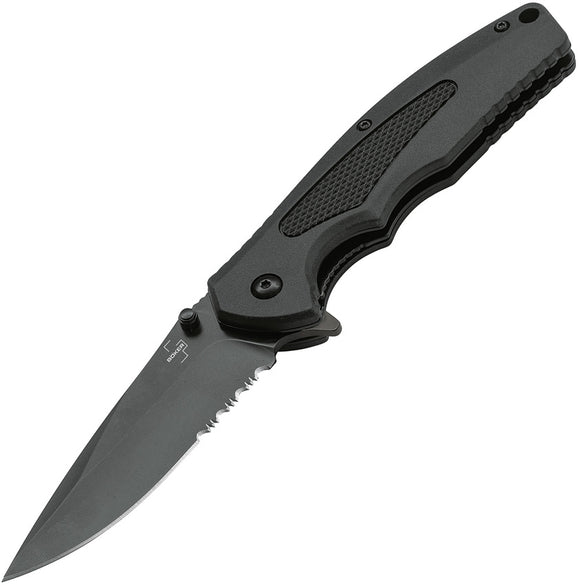 Boker Plus NGA Linerlock A/O Assisted Open Combo All Black D2 Folding Knife bo506