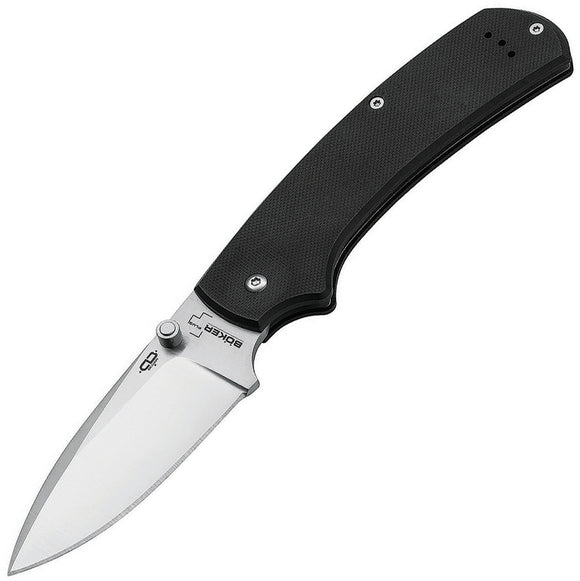 Boker Plus XL Drop Slip Joint Satin 440C Black G10 Handle Folding Knife P01BO544