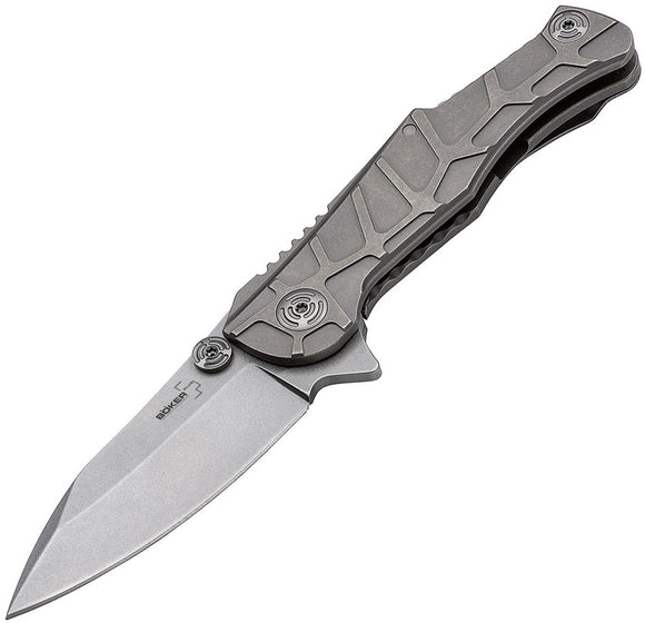 Boker Plus Dreed Gray Titanium Handle 440C Stainless Folding Knife P01BO616