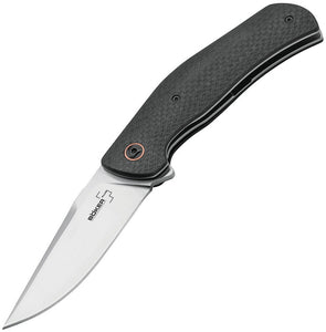 Boker Plus Roundhouse Linerlock Black Carbon Fiber Handle Folding Knife P01BO617