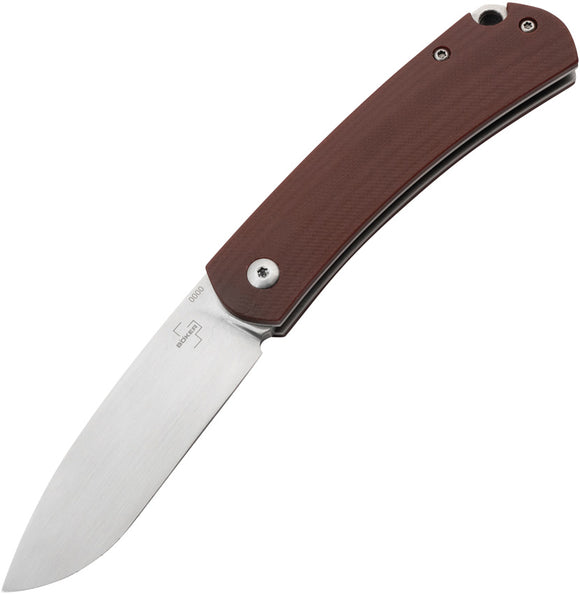 Boker Plus Boston Pocket Knife Slip Joint Burgundy G10 Folding D2 Steel P01BO618