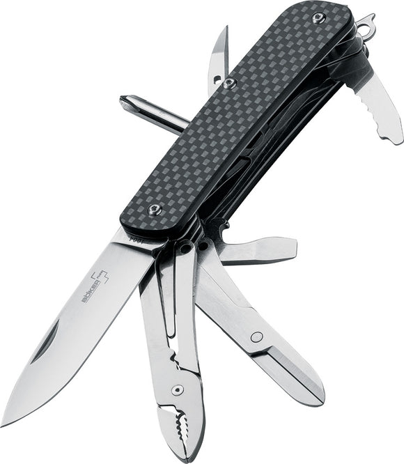 Boker Plus Tech Tool 5 Blk Carbon Fiber Handle Folding Knife Multi-Tool P01BO824