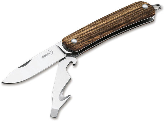 Boker Plus Mini Tech Tool 2 Brown Zebra Wood Folding 12C27 Pocket Knife 01BO877