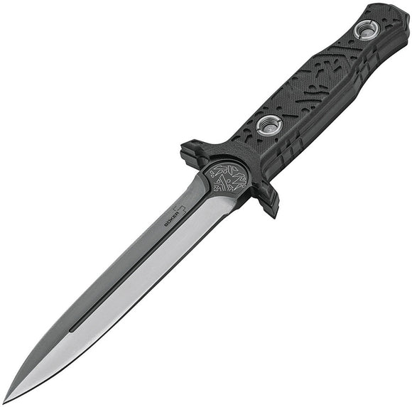 Boker Plus M92 Dagger Black G10 Gray Double Edge 440C Fixed Blade Knife P02BO059