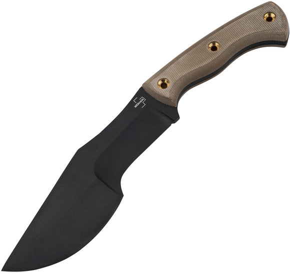 Boker Plus Tracker Fixed Blade Knife Brown Micarta 1095 Steel w/ Sheath P02BO073