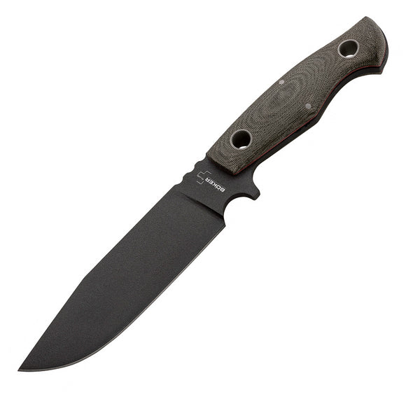 Boker Plus Rold Black SK5 Carbon Steel Green Micarta Fixed Blade Knife P02BO293