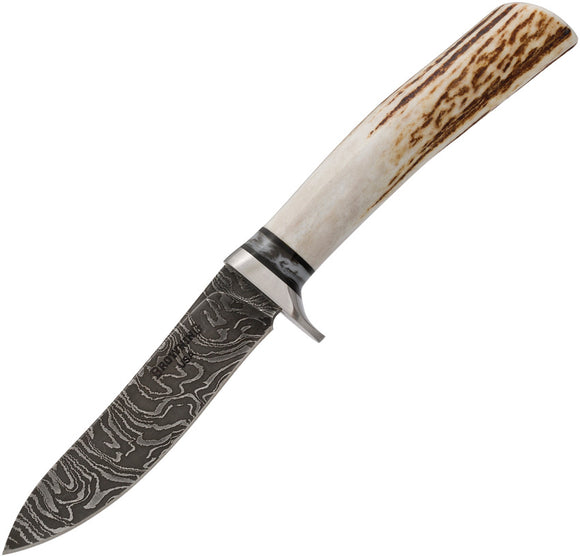 Browning Storm Front Damascus Steel Stag Handle Fixed Knife 0219