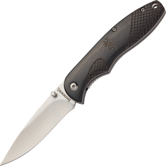 Browning Linerlock Whitetail Wood Handle Foldign Knife w/ Tin 0222