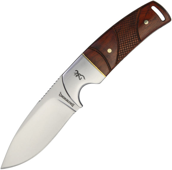 Browning Cocobolo Wood Full Tang Fixed Blade Knife + Leather Sheath 0229