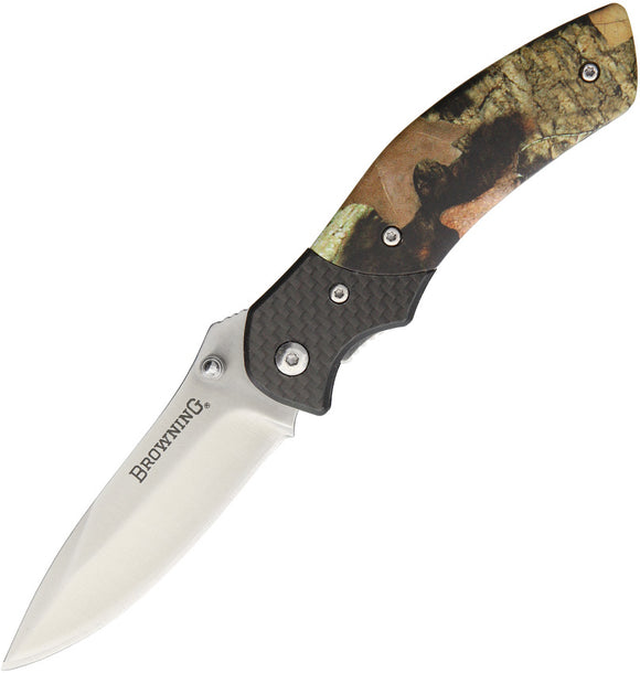 Browning Linerlock Carbon Fiber Camo Aluminum Handle Folding Blade Knife 0230