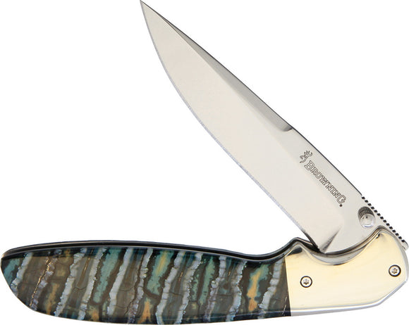 Browning Visual Effects Linerlock Green Mammoth Tooth Knife 0237