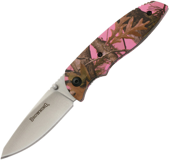 Browning Every Day Camo Pink Aluminum Handle Linerlock Folding Blade Knife 0250