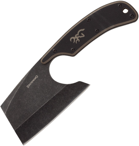 Browning Cut Off Camp Cleaver Black G10 Stainless Steel Fixed Blade Knife 0322B