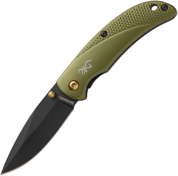 Browning Prism 3 Linerlock Green Aluminum Folding 7Cr17MoV Pocket Knife 0337