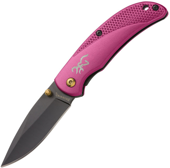 Browning Prism 3 Linerlock Pink Aluminum Folding 7Cr17MoV Pocket Knife 0338