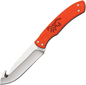 Browning Primal Guthook Orange Rubber Stainless Steel Fixed Blade Knife 0356