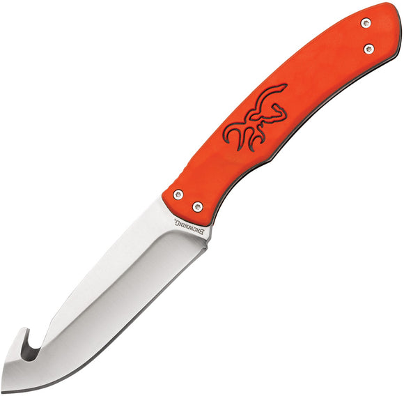Browning Primal Guthook Orange Rubber Stainless Steel Fixed Blade Knife 0356